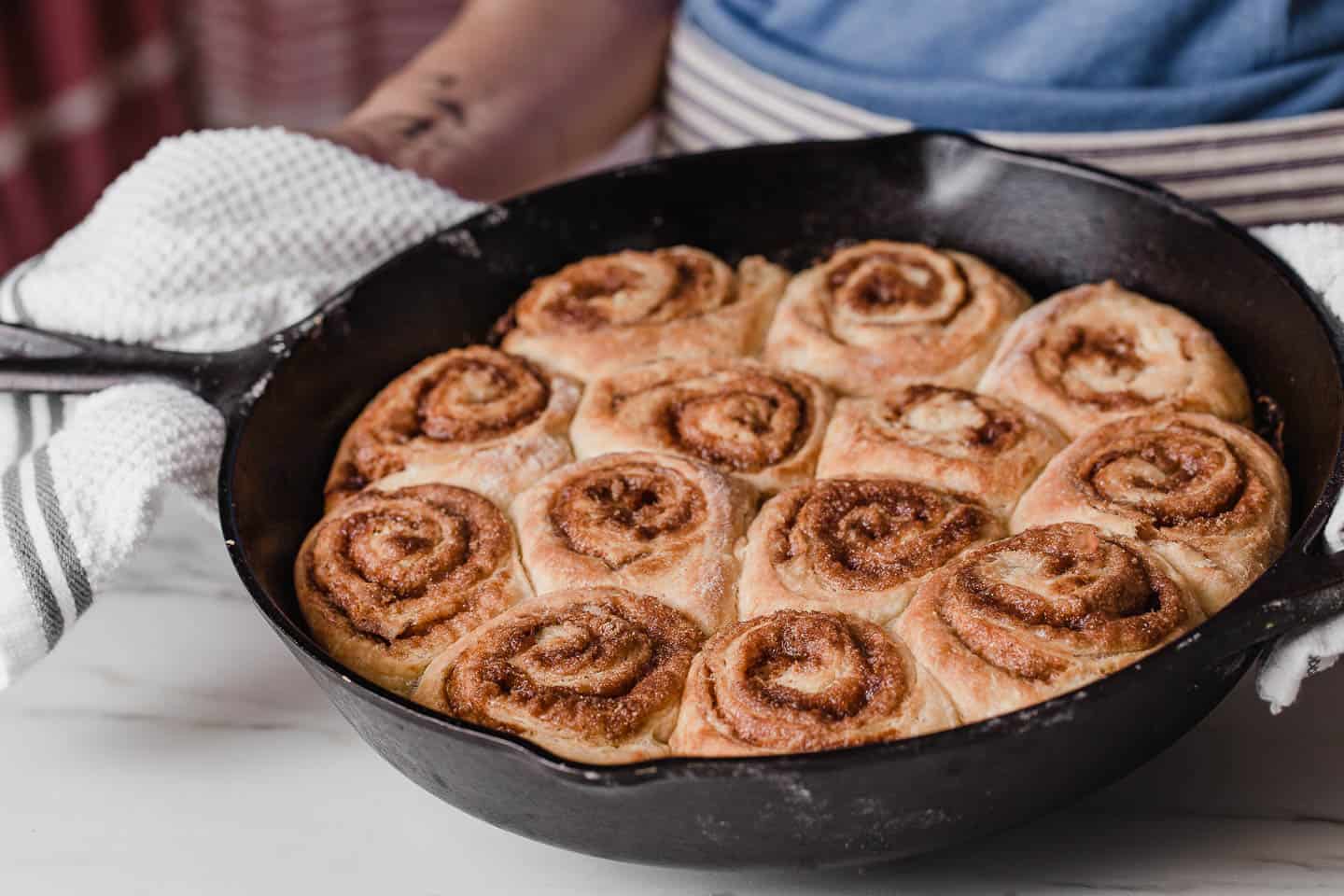 Sourdough cinnamon rolls fresh out of the oven.