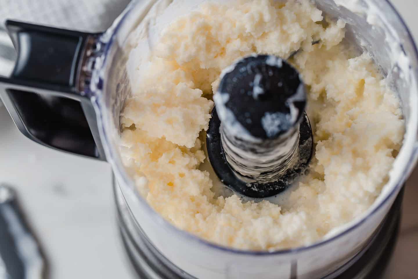 Homemade butter in a food processor.