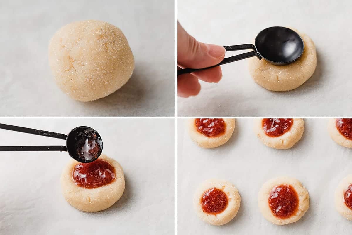 Four pictures showing how to shape the cookies.