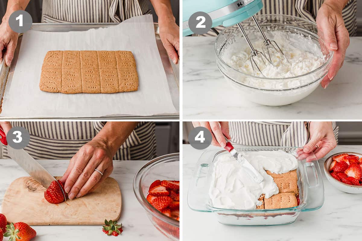 A collage of photos showing the steps for making the recipe.