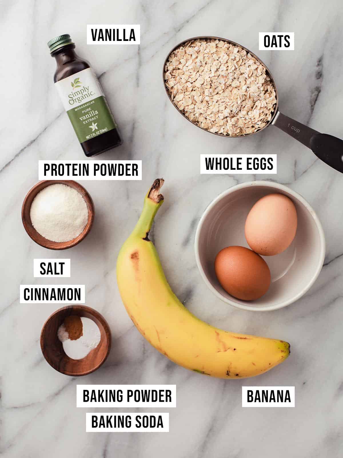 Protein pancake ingredients on a table.