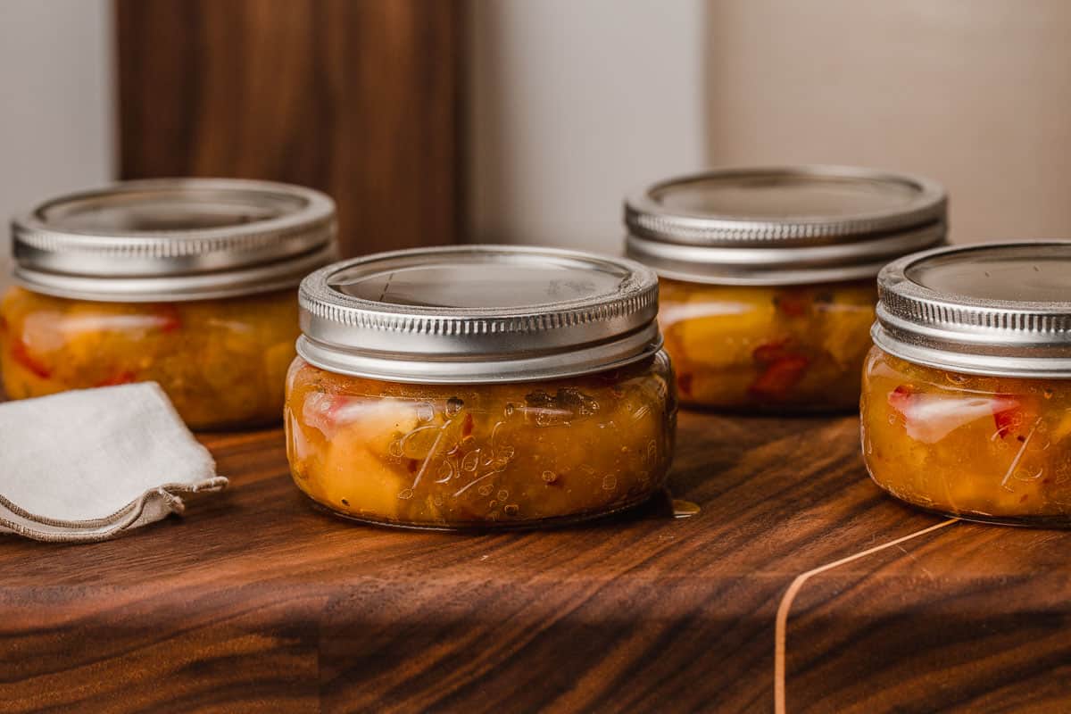Mango Chutney in ball jars.