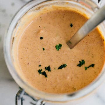 Creamy chipotle sauce in a jar.