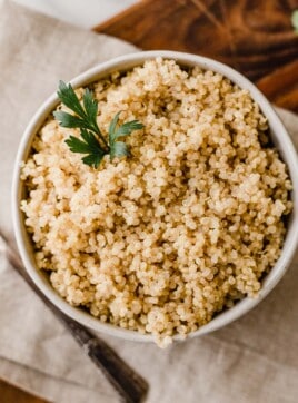 Instant Pot Quinoa in a bowl on a counter.
