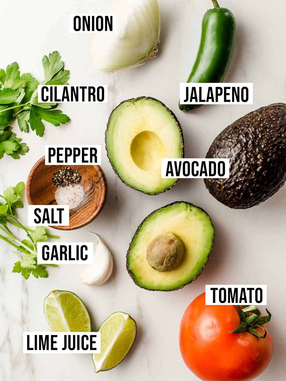 Guacamole ingredients on a table.