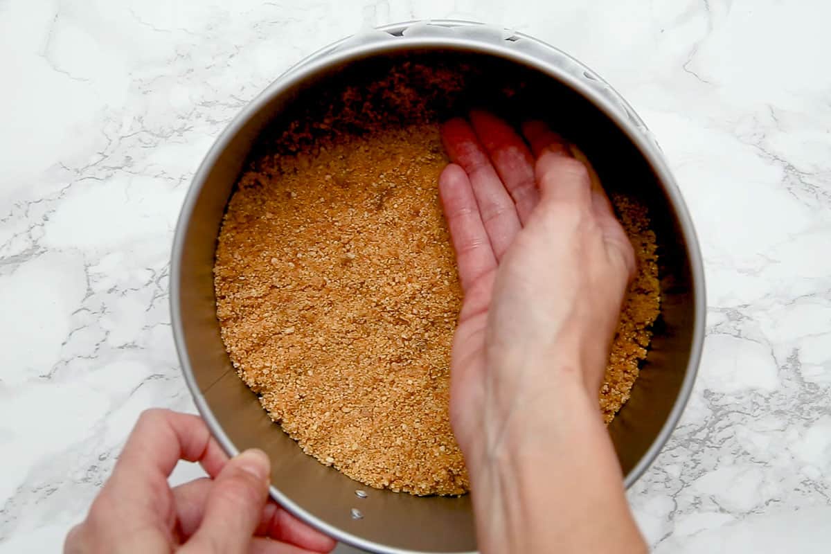 Making a graham cracker crust for instant pot cheesecake.