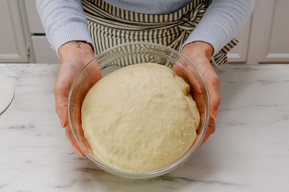 The dough after it has risen for 3 hours.