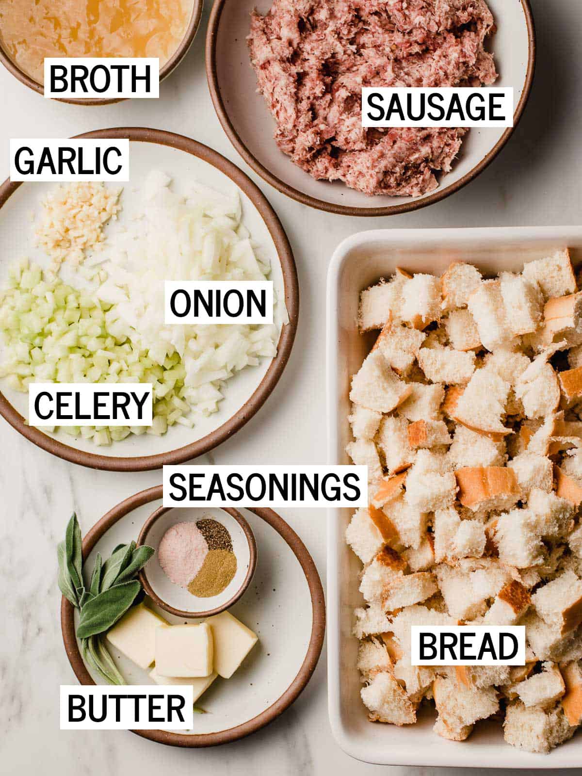 Ingredients needed on a table in bowls.