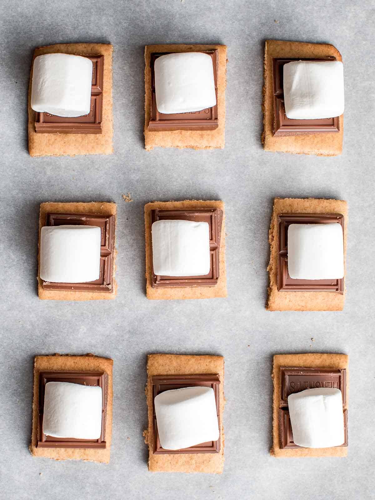 Smores before being put in the oven.
