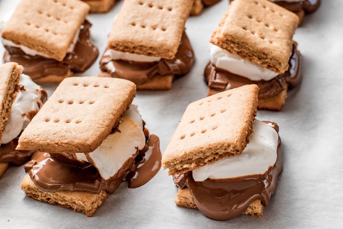S'mores on a piece of parchment paper.