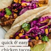 Quick chicken tacos on a plate.