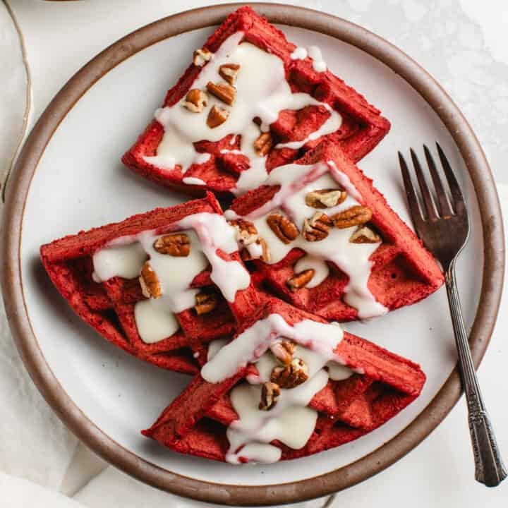 Sourdough red velvet waffles recipe.