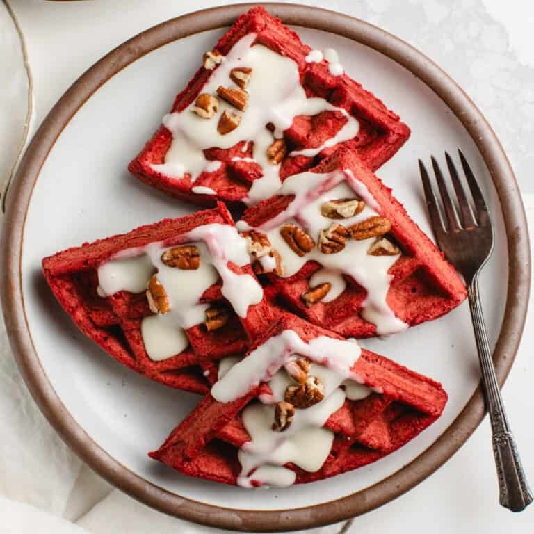 Sourdough red velvet waffles recipe.