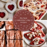 Four photos that show things you can make with sourdough starter for Valentines Day.