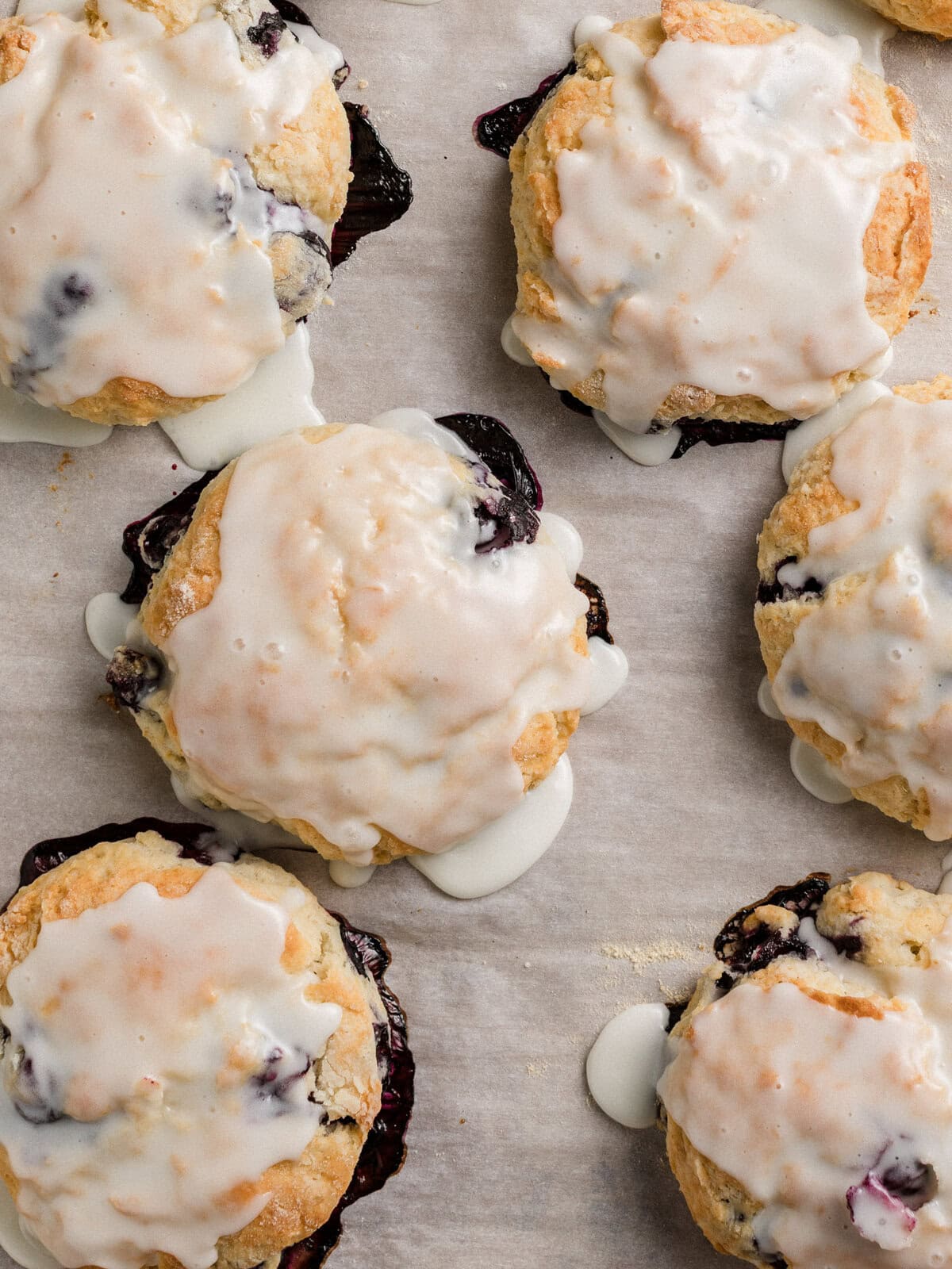 Sourdough Blueberry Biscuits with glaze.