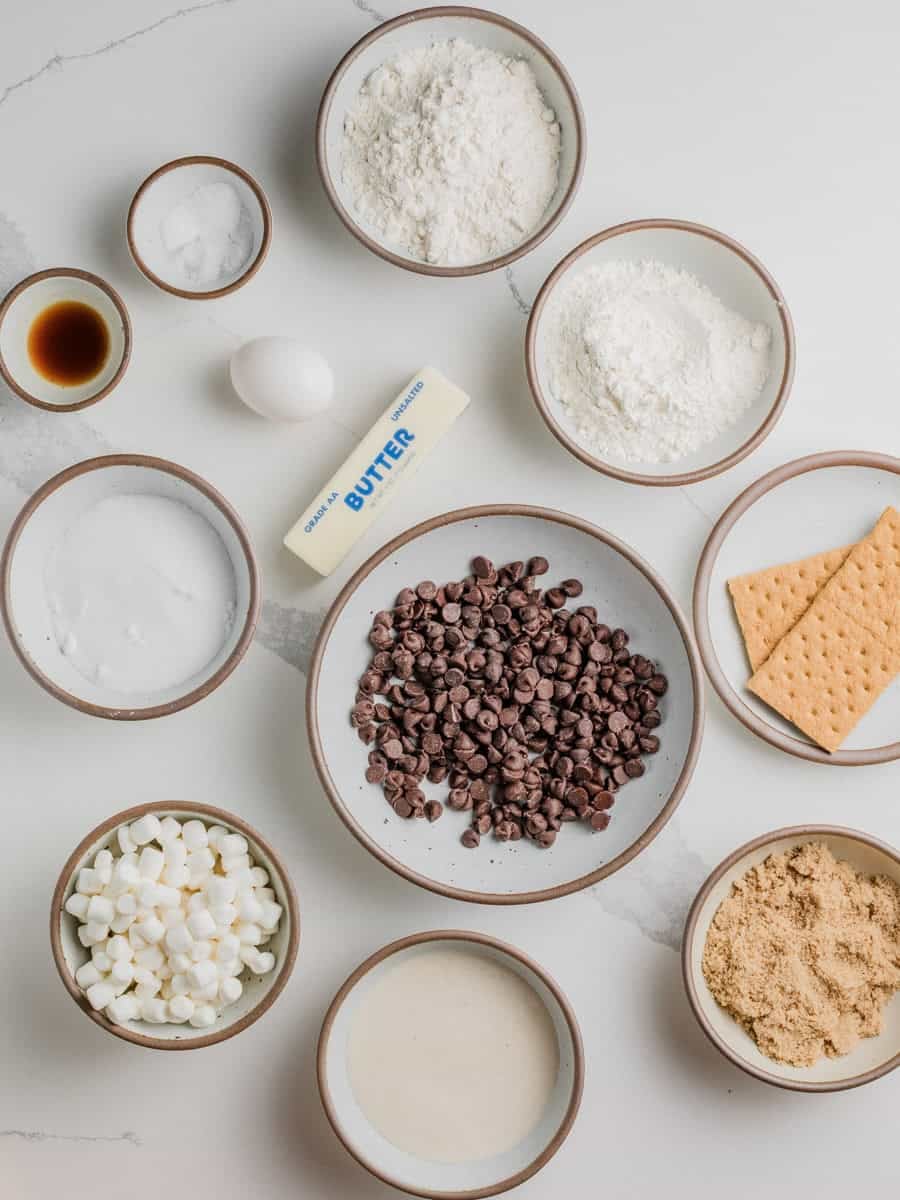 Sourdough smores ingredients on a table.